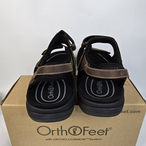 OrthoFeet Gemini Leather Adjustable Brown Sandals w/Box Men\'s SZ 14 (4E) main image 7